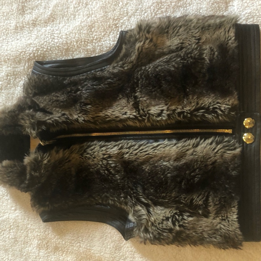 Girls SugarFly Faux Fur Vest-Black and Browns